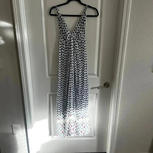 134 Poupette St Barth Maxi Tank Dress Size Small Color Blue White - Picture 2 of 6